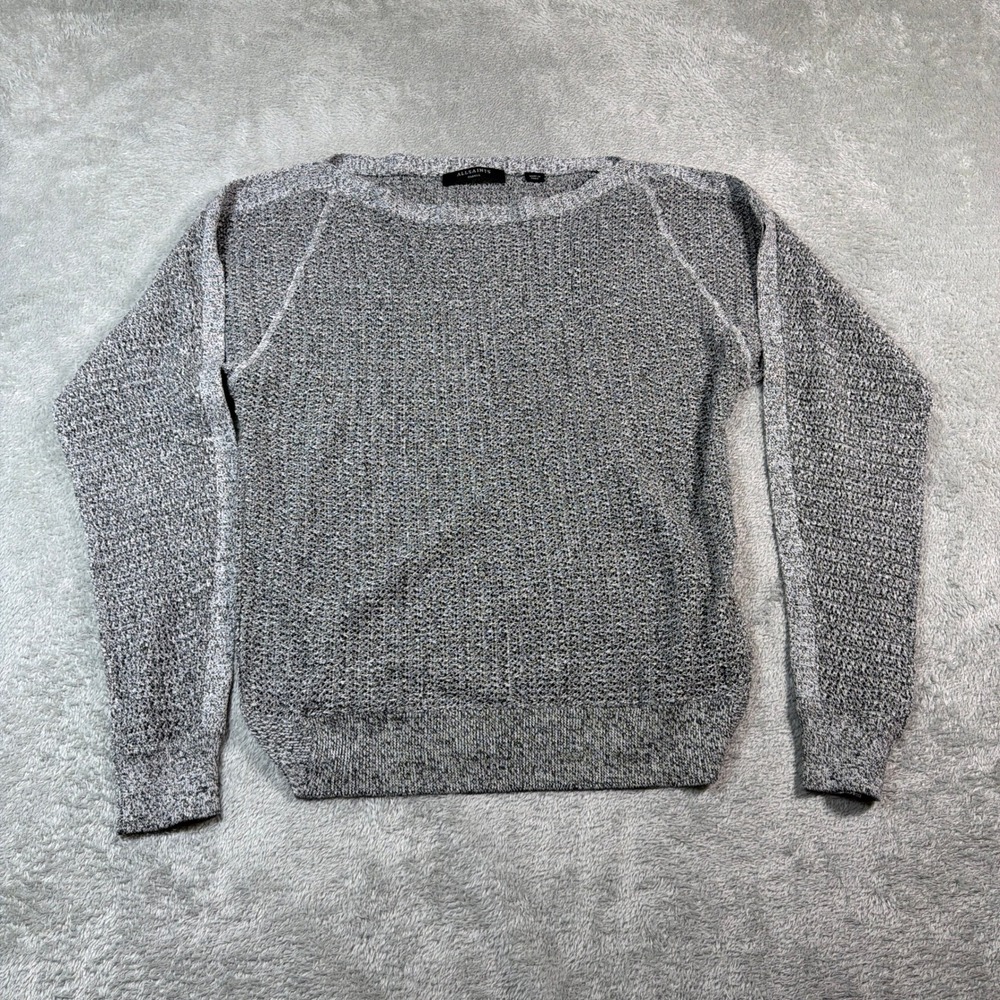 AllSaints Elle Open‎ Shoulder Sweater Women Small Gray Knit Long Sleeve